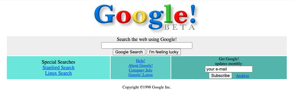 premiere apparence page accueil Google